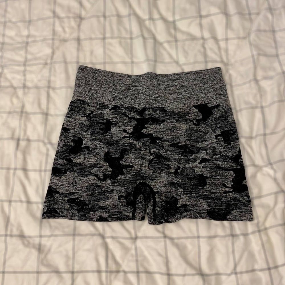 Black camo spandex athletic shorts